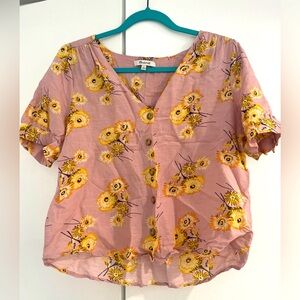 Madewell floral button up V-neck blouse Size M